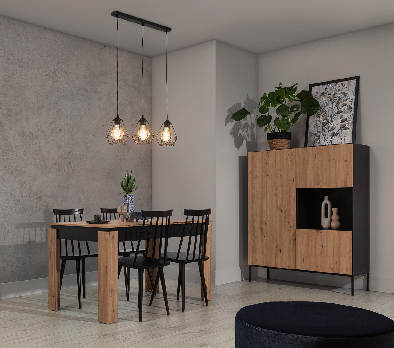 Lustra ELTAP, Benigne, 70x25x110 cm, 3xE27, 15W, otel, negru - imagine 6